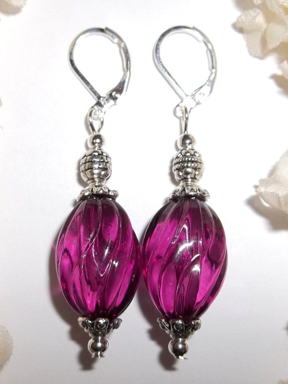 Purple Earrings Costume Jewelry Silver Dangle Drop Fashion Accessory Woman D887